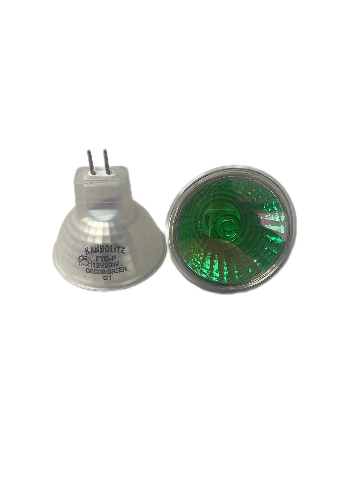 Halogenlampe mit Schutzglas grün 12V 20W MR11